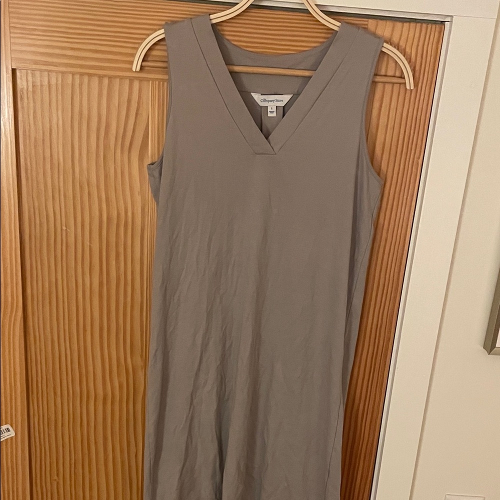 The Company Store Gray V-Neck Midi Dress